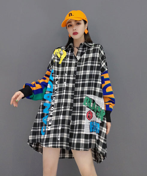 Rubber Print Check Blouse