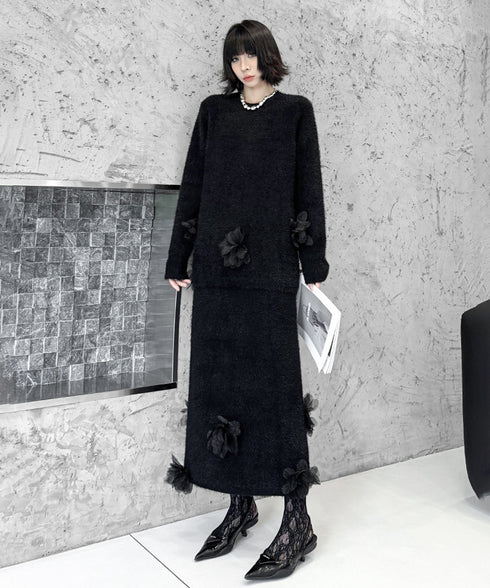 Three-dimensional Flower Top & Skirt