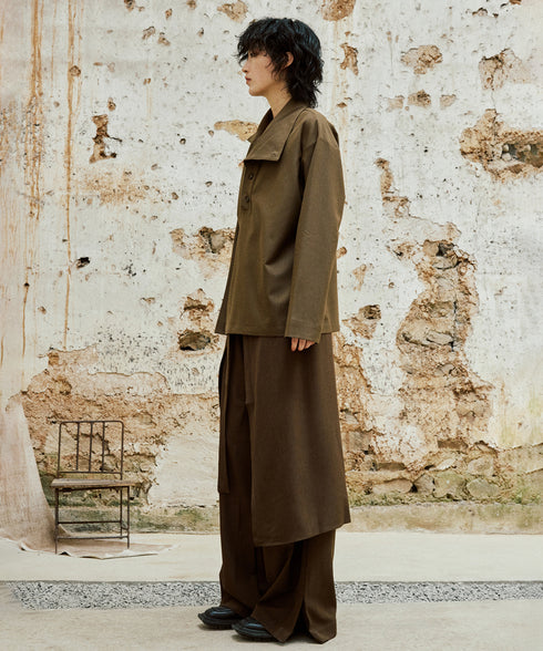 Retro Button Stand Collar Blouse