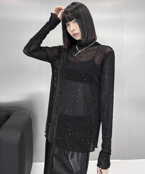 Shiny Turtleneck Top