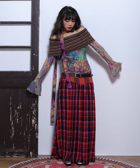 Retro Check Switching Skirt