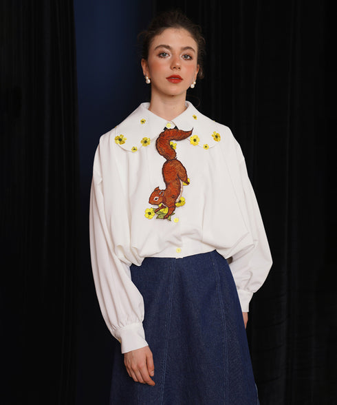 Squirrel Embroidered Tie