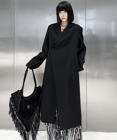 Solid Collar Long Jacket