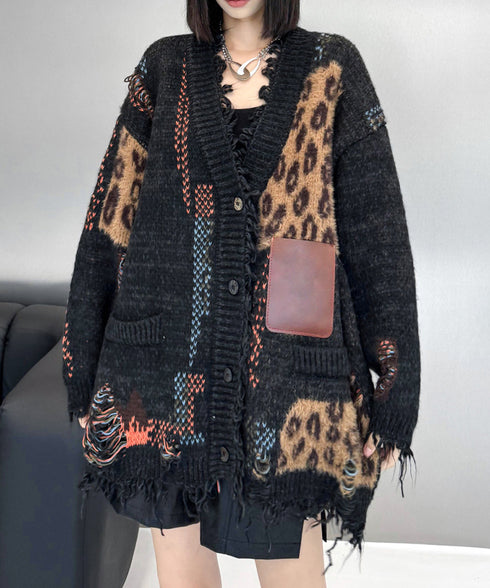 Leopard Patchwork Cardigan