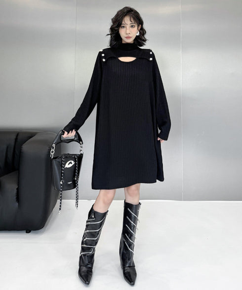 Half Turtleneck Knit Dress