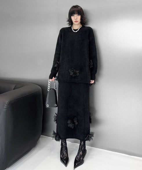 Three-dimensional Flower Top & Skirt