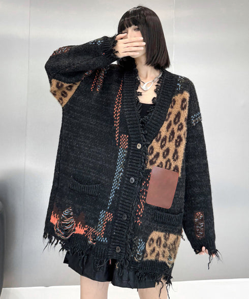 Leopard Patchwork Cardigan
