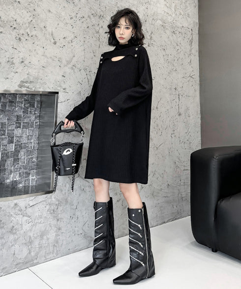 Half Turtleneck Knit Dress