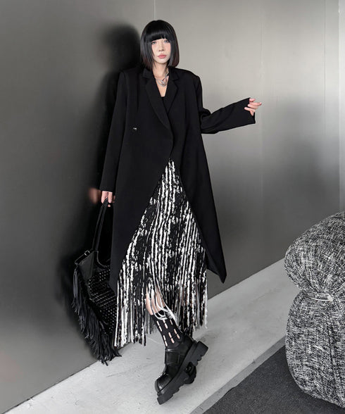 Solid Collar Long Jacket