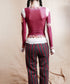 Striped Low Waist Bootcut Pants