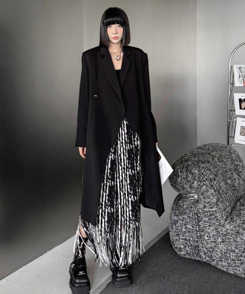 Solid Collar Long Jacket