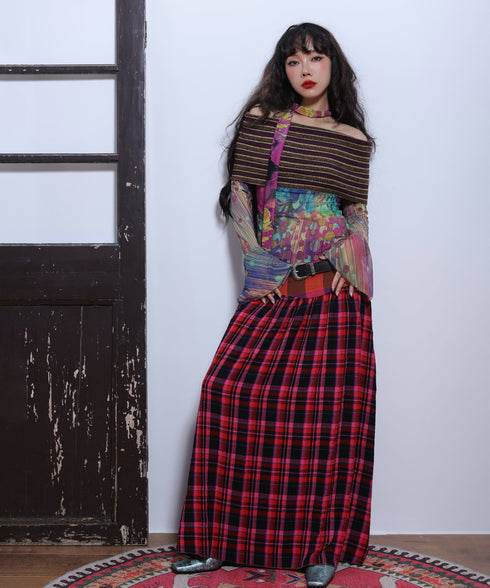 Retro Check Switching Skirt