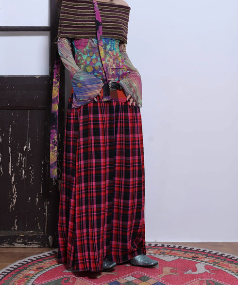 Retro Check Switching Skirt