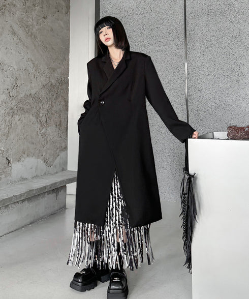 Solid Collar Long Jacket