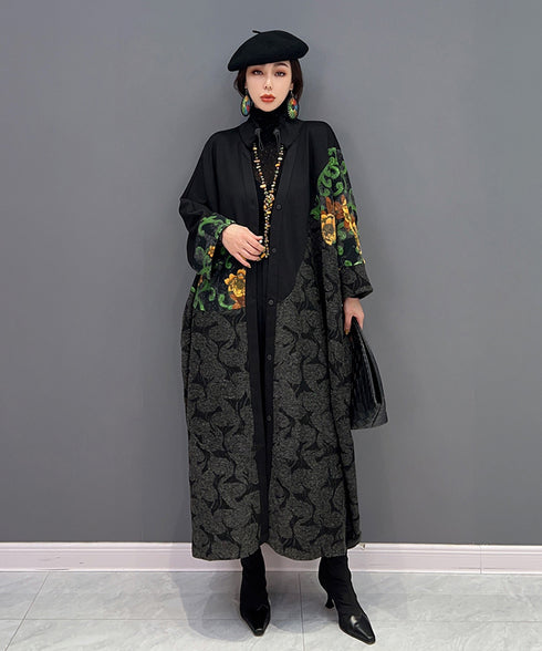 Floral Jacquard Long Jacket