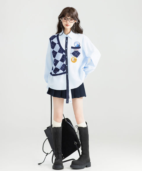 Faux Two-piece Blouse