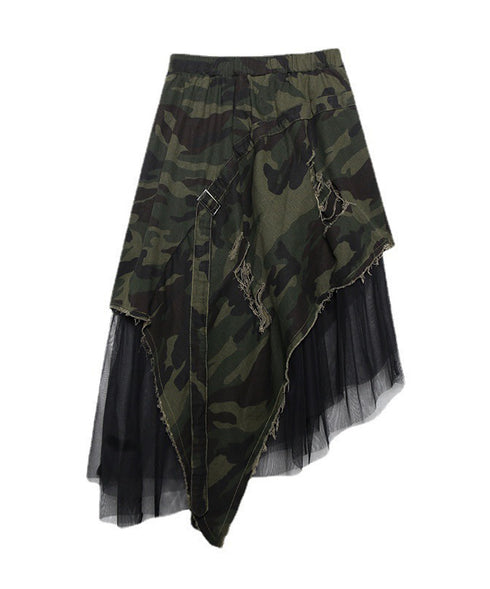 Mesh Layered Camouflage Skirt