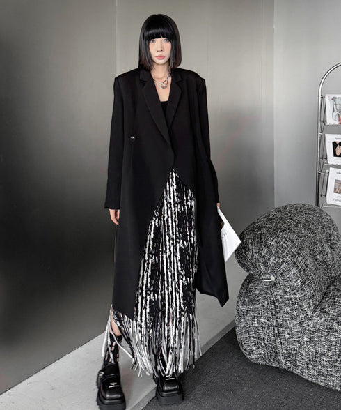 Solid Collar Long Jacket