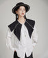 Zipper Big Collar Blouse
