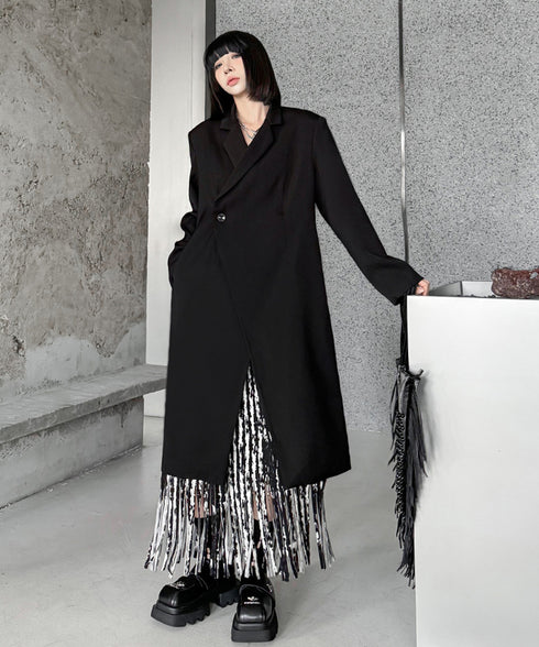 Solid Collar Long Jacket