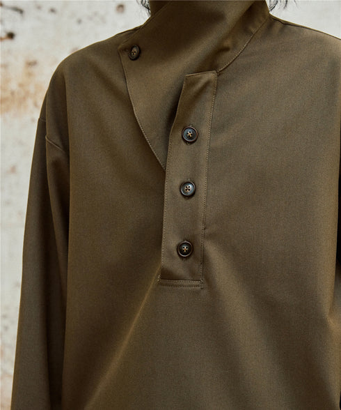 Retro Button Stand Collar Blouse