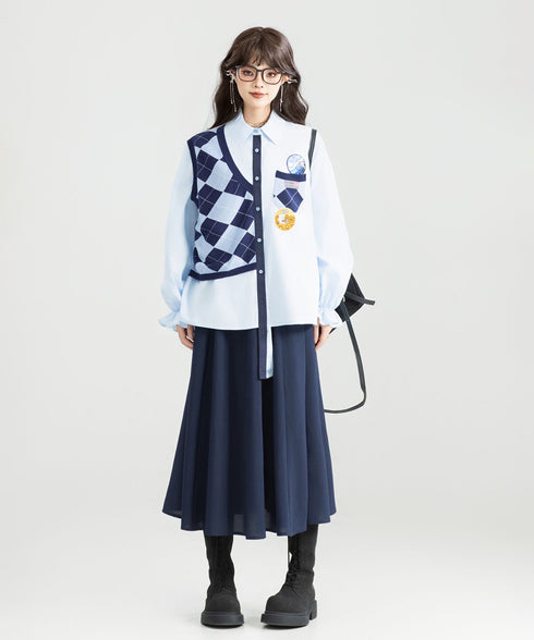 Faux Two-piece Blouse