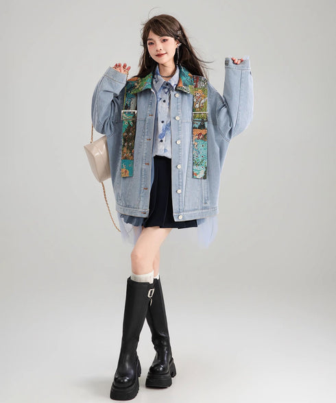 Jacquard Stitch Denim Jacket