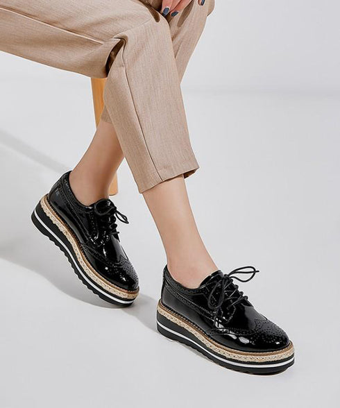 Lace-up Wedge Heel Shoes