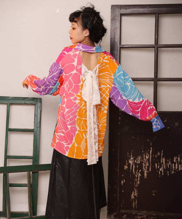 Open Back Floral Blouse