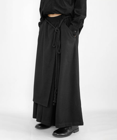 Layered Irregular Wide Pants