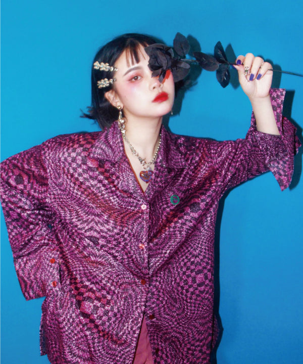 Shiny Checkerboard Blouse