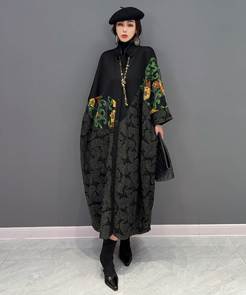 Floral Jacquard Long Jacket