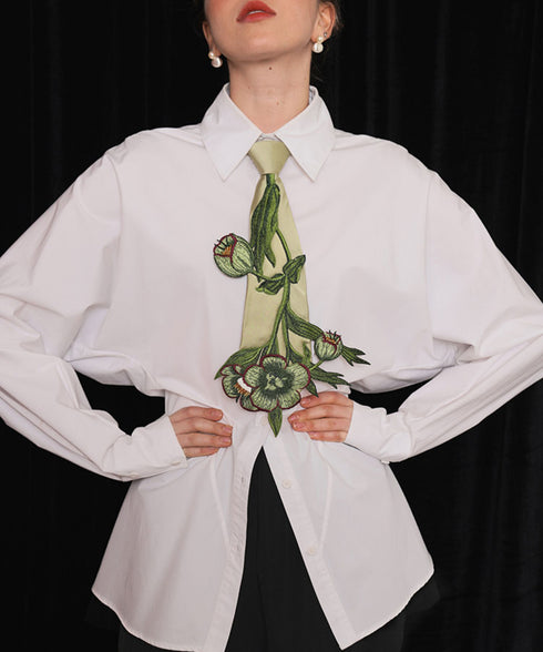 Botanical Embroidery Tie