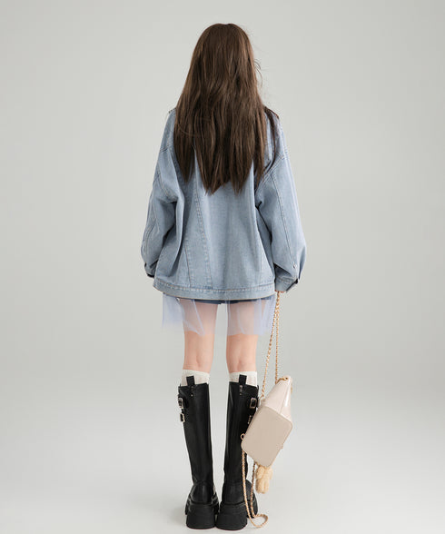 Jacquard Stitch Denim Jacket