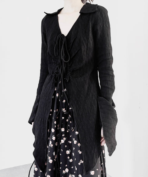 V-neck Bell Sleeve Blouse