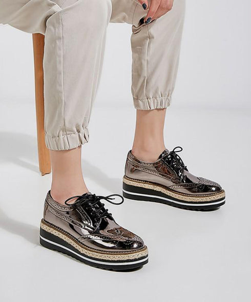 Lace-up Wedge Heel Shoes