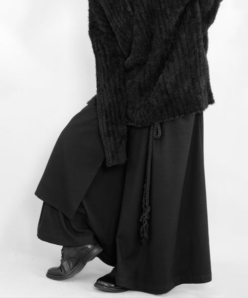 Layered Irregular Wide Pants
