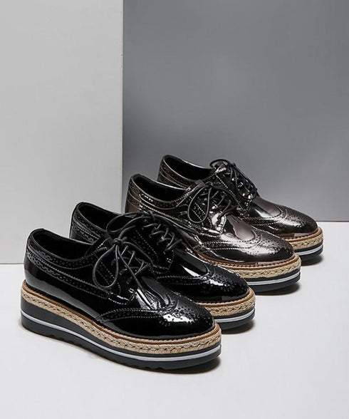 Lace-up Wedge Heel Shoes