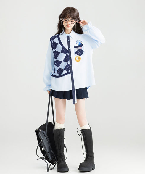 Faux Two-piece Blouse