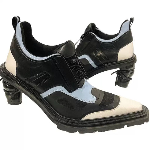 Blocking Curl Heel Bootie