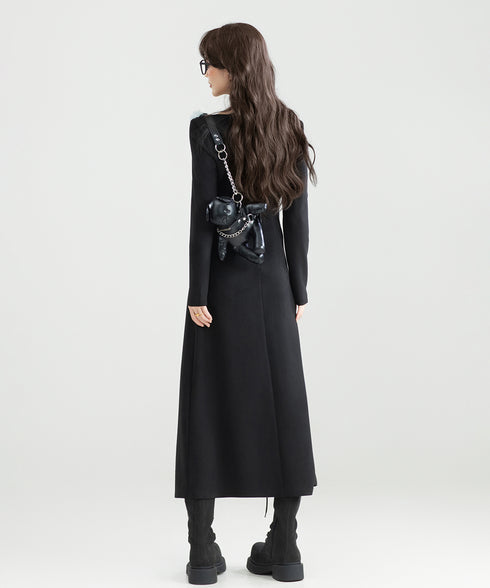 Flower Decoration U-neck Dress