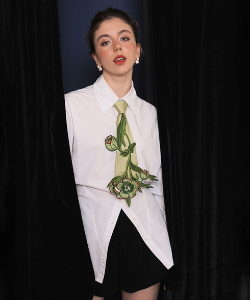 Botanical Embroidery Tie