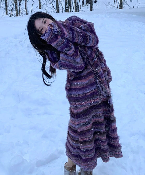 Striped Knit Dress & Cardigan