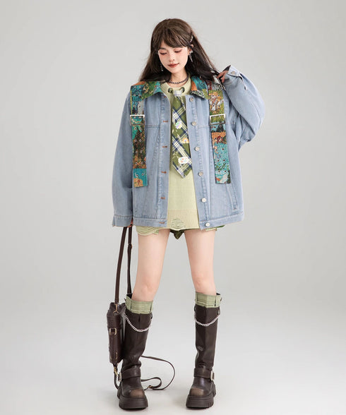 Jacquard Stitch Denim Jacket