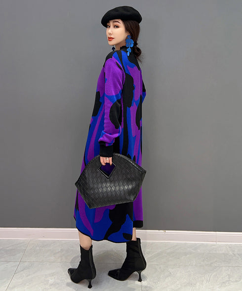 Blocking Collar Knit Dress