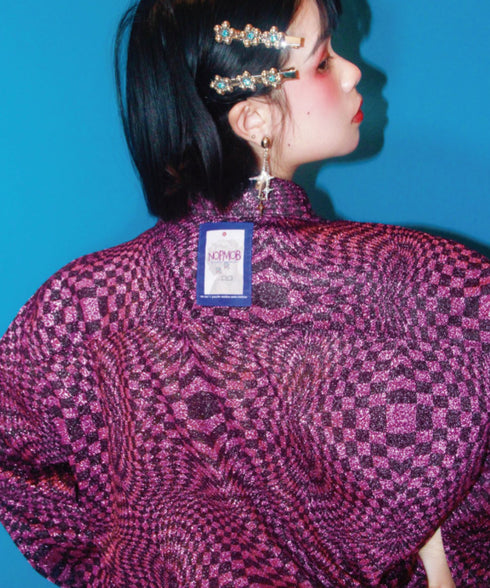 Shiny Checkerboard Blouse