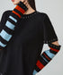 Striped Cut-out Sleeve Sweater