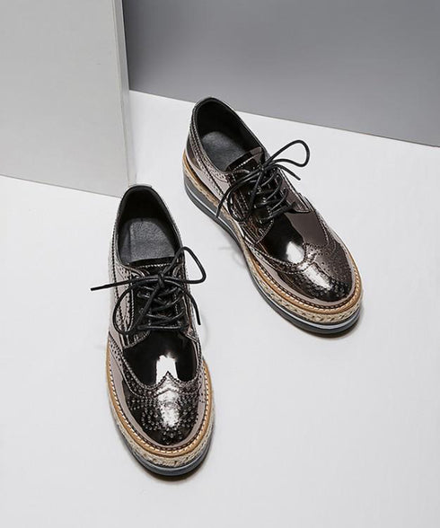 Lace-up Wedge Heel Shoes