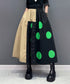 Dot Print Blocking Flare Skirt