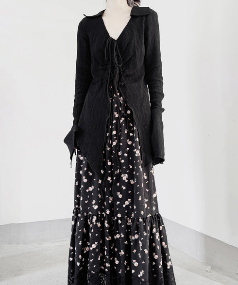 V-neck Bell Sleeve Blouse